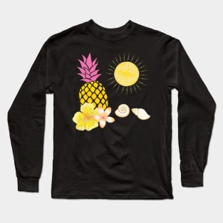 Pineapple, Sun and the Beach Long Sleeve T-Shirt